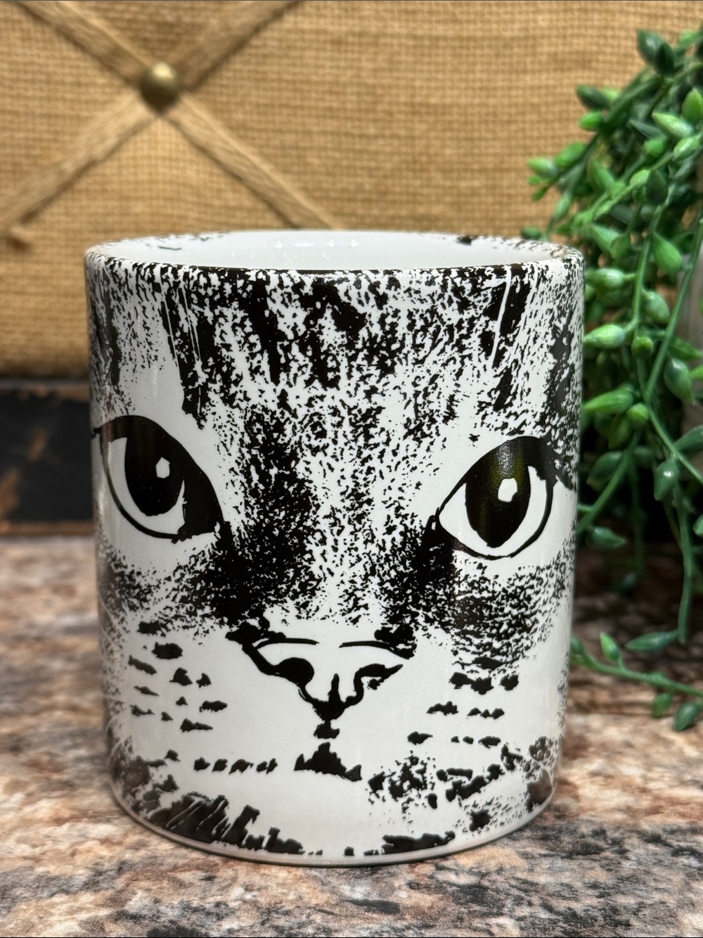 Black and White Cat Face Cup